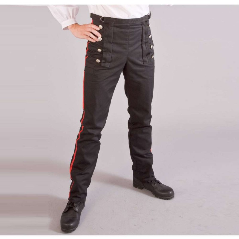 Military Officer Style Mens Trousers With Red Stripe 